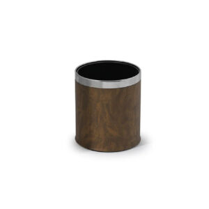 Leather Double-Layer Round Guestroom Bin – 10L, Goldish Design Mix - Image 1