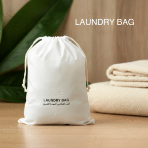 Eden Drawstring Non-Woven Laundry Bag, White. - Image 1