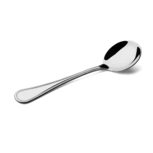 Bordered Stainless Steel Soup Spoon Set - 6-Piece Premium Dining Utensils. - Image 1