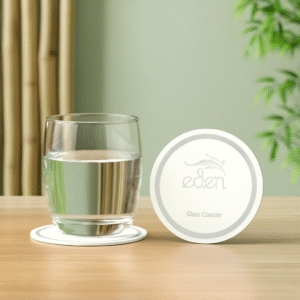 Eden Paper Glass Coasters, 8.5 cm, White, Elegant & Disposable Drink Coasters. - Image 2