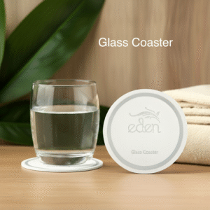 Eden Paper Glass Coasters, 8.5 cm, White, Elegant & Disposable Drink Coasters. - Image 1