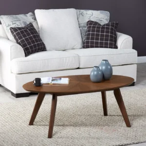 Weyline Solid Wood Oval Coffee Table with Urban Loft Style, Durable & Contemporary Design. - Image 1