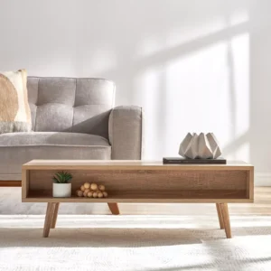 Urban Loft Style Benna Coffee Table with Pull-Out Storage, Engineered Wood, Soft-Close Drawer & Open Shelf, 2 Years Warranty. - Image 3