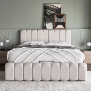 Warner Bed with Hydraulic Storage, Lacquered Finish, Upholstered Headboard, Engineered Wood Frame, Urban Loft Style, 2-Year Warranty. - Image 2