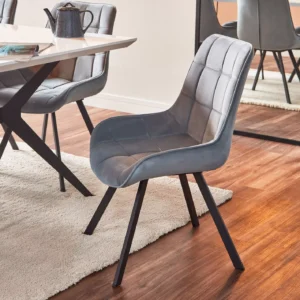 Blazer 6-Seater Wooden Top Dining Set - Stylish Lacquered Finish, Sturdy Metal Base, Upholstered Chairs for Urban Loft Dining. - Image 7