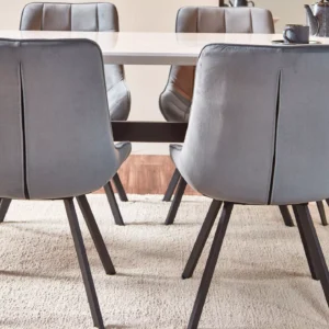 Blazer 6-Seater Wooden Top Dining Set - Stylish Lacquered Finish, Sturdy Metal Base, Upholstered Chairs for Urban Loft Dining. - Image 9
