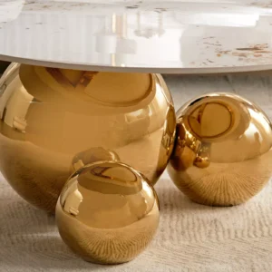 Opulence Tile Top Coffee Table, Modern Luxe Design with Gold-Plated Stainless Steel Frame & Ceramic Tile Top, Anti-Tip Restraint, 2-Year GCC Warranty. - Image 3