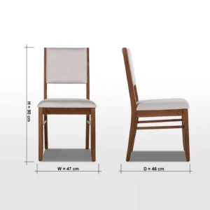 Trio 4-Seater Dining Set - Elegant Engineered Wood Table with Upholstered Fabric Chairs, Comfortable Foam Seat Filling, Armless Design, Made in Malaysia. - Image 8
