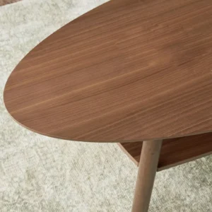 Classic Oval Design Olive Coffee Table with Solid Wood Legs, Storage Shelf and Anti-Tip Restraint, Engineered Wood Veneer Finish, 2-Year Warranty. - Image 3