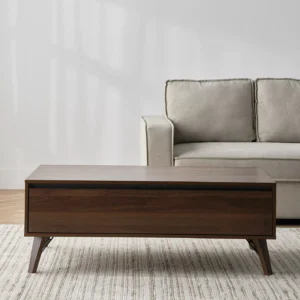Eden Modern Coffee Table with Walnut Finish, Pull-Out Storage, Engineered Wood, Rectangle Shape, 120x60x45 cm, Urban Loft Style, Made in Malaysia. - Image 2