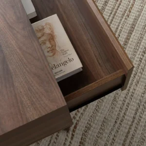 Eden Modern Coffee Table with Walnut Finish, Pull-Out Storage, Engineered Wood, Rectangle Shape, 120x60x45 cm, Urban Loft Style, Made in Malaysia. - Image 4