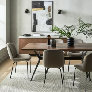 Hamlets 6-Seater Dining Set, Modern Engineered Wood Table with Metal Legs & Upholstered Chairs, Stylish Urban Loft Design. - Image 7