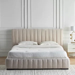 Urban Loft Style Mona Bed, Fully Upholstered Fabric with Tufted Headboard, Engineered Wood Frame, Wooden Slats Base. - Image 2