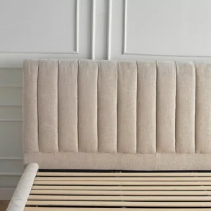 Urban Loft Style Mona Bed, Fully Upholstered Fabric with Tufted Headboard, Engineered Wood Frame, Wooden Slats Base. - Image 4