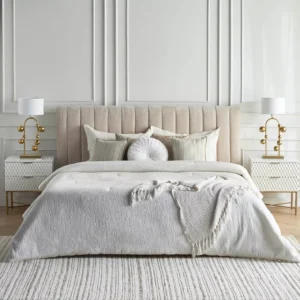 Urban Loft Style Mona Bed, Fully Upholstered Fabric with Tufted Headboard, Engineered Wood Frame, Wooden Slats Base. - Image 6