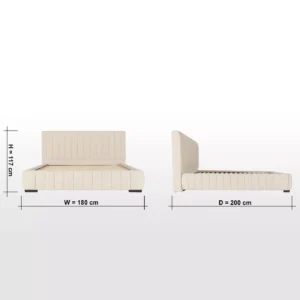 Urban Loft Style Mona Bed, Fully Upholstered Fabric with Tufted Headboard, Engineered Wood Frame, Wooden Slats Base. - Image 7