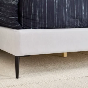 Winger Grey Color Velvet Upholstered Queen Bed with Winged Headboard & Solid Wood Legs, Urban Loft Style, Made in Malaysia, 2-Year Warranty. - Image 5