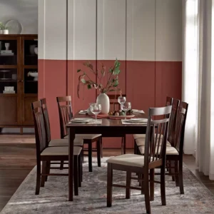 Homestead Style Kansas 8-Seater Dining Set, Durable Engineered Wood Table with Padded Chairs, Made in Malaysia. - Image 1