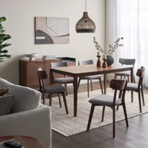Royce 6-Seater Dining Set - Modern Engineered Wood Table with Fabric Upholstered Chairs, Durable & Stylish, Made in Malaysia. - Image 1
