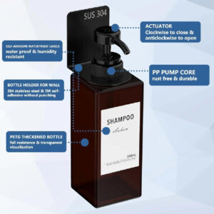 Brown Anhow Wall Mounted Soap Dispenser Set of 3, 500ml, No-Drill Detergent Dispenser for Kitchen & Bathroom. - Image 4