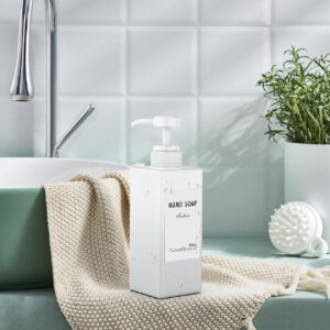 White Anhow Wall Mounted Soap Dispenser Set of 3, 500ml, No-Drill Detergent Dispenser. - Image 4