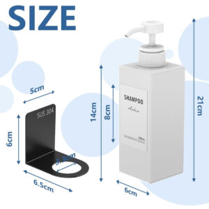 White Anhow Wall Mounted Soap Dispenser Set of 3, 500ml, No-Drill Detergent Dispenser. - Image 6