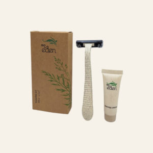 Eden Eco-Friendly Shaving Kit - Travel-Friendly Hotel Guest Room Amenity with Biodegradable Wheat Straw Razor & 10g Shaving Cream in Kraft Paper Box. - Image 1