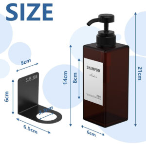 Brown Anhow Wall Mounted Soap Dispenser Set of 3, 500ml, No-Drill Detergent Dispenser for Kitchen & Bathroom. - Image 2