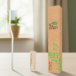 Eden Eco-Friendly Dental Kit – Travel-Friendly Hotel Amenity with Wheat Straw Toothbrush, 3g Toothpaste in Eco-Friendly Kraft Paper Box. - Image 1