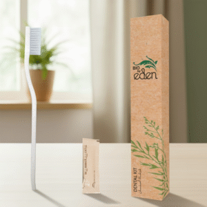Eden Eco-Friendly Dental Kit – Travel-Friendly Hotel Amenity with Wheat Straw Toothbrush, 3g Toothpaste in Eco-Friendly Kraft Paper Box. - Image 1