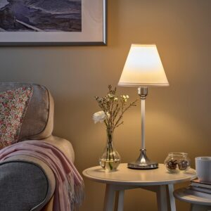 LYGHOJD Table Lamp, 54 cm, Nickel-Plated/White & Gold/Beige, Elegant Design for Traditional Homes, LED-Compatible, 16W Max, with 2.05m Cord. - Image 7