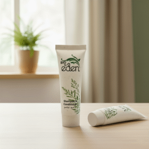 Eden Eco-Friendly 30ml Shampoo with Conditioner – Biodegradable Wheat Straw Tube, Matte Finish, Screw Cap, 3-Year Shelf Life. - Image 1