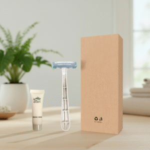 Eden Eco-Friendly Shaving Kit - Travel-Friendly Hotel Guest Room Amenity with Biodegradable Wheat Straw Razor & 10g Shaving Cream in Kraft Paper Box. - Image 2
