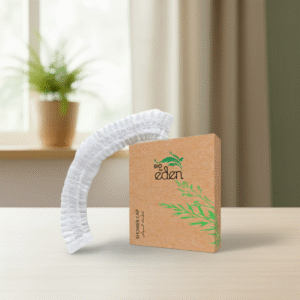 Eden Eco-Friendly Disposable Shower Cap - Essential Hotel Guest Room Amenity & Travel Grooming Tool, Packaged in Kraft Paper Box. - Image 1