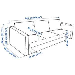 VIMLE Bomstad Black 3-Seat Sofa, Durable, Customizable, and Easy-to-Clean with High-Resilience Foam and 10-Year Guarantee. - Image 8