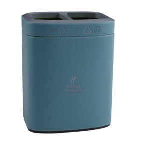 Dual-Compartment Recycling Bin – Blue Leather Finish