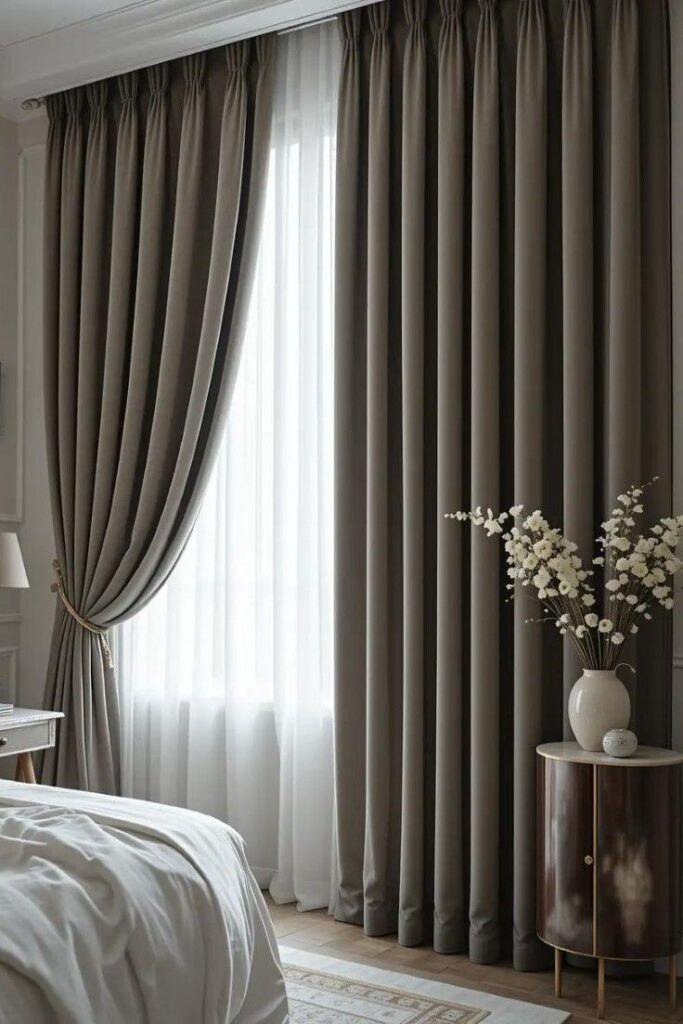 Elegant hotel curtains providing privacy and enhancing room ambiance in luxury hospitality spaces