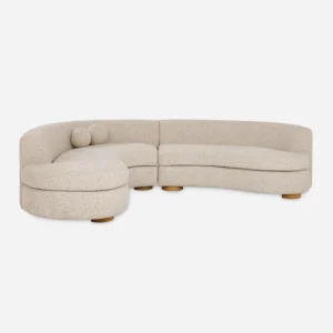 Aloe Beige L-Shaped Sectional Sofa with Wooden Frame - Image 1