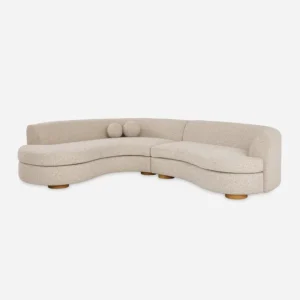 Aloe Beige L-Shaped Sectional Sofa with Wooden Frame - Image 3