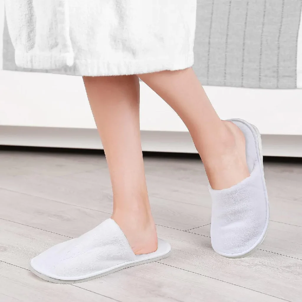 Comfortable hotel bath slippers for spa, bathroom, and guest use