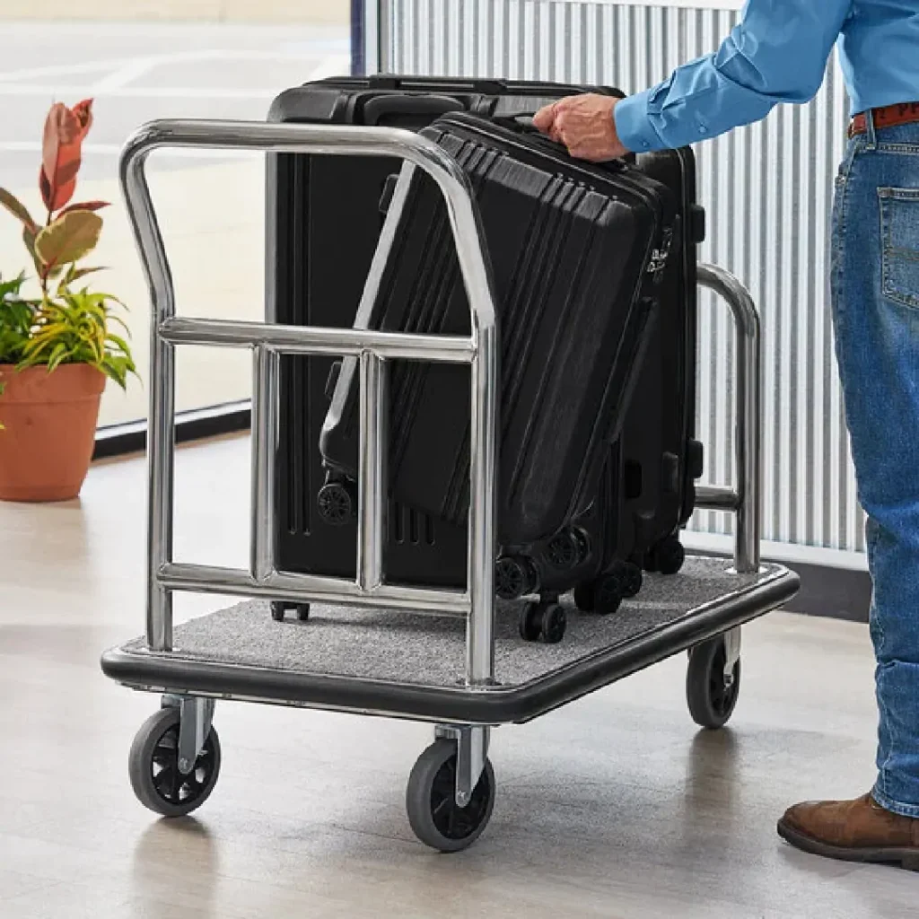 Heavy-duty flat luggage trolleys for easy guest baggage transport