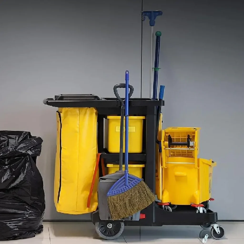 Sturdy mop bucket trolleys for hotel housekeeping