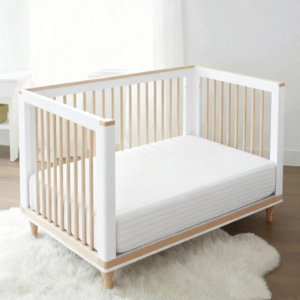 Maples Baby Fitted Sheet – 300 TC Cotton, Striped White, Multiple Sizes for Snug and Comfortable Sleep - Image 1