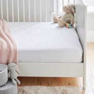 Maples Baby Fitted Bed Sheet – 300 Thread Count Cotton, Plain White, Snug Fit for Cribs and Cots, Multiple Sizes for Cozy Comfort - Image 1