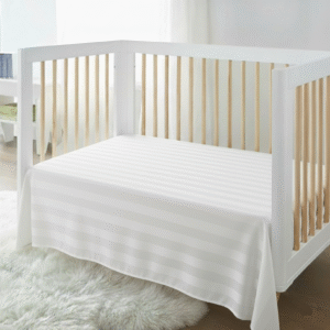 Maples Baby Flat Bed Sheet – 300 TC Striped White, Soft & Elegant Cotton for Cozy Sleep - Image 1