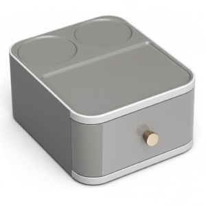 Maples Grey & White Leather Storage Drawer Box - Image 1