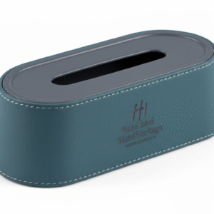 Maples Light Blue Leather Rectangular Tissue Box - Image 1