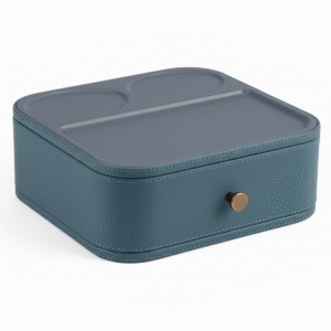 Maples Light Blue Leather Storage Drawer Box - Image 1