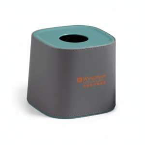 Maples Ashlar Light Grey Leather Square Tissue Box - Image 1