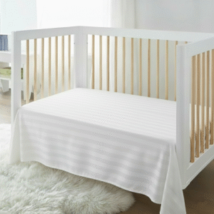 Maples Baby Flat Bed Sheet – 300 TC Striped White, Soft & Elegant Cotton for Cozy Sleep - Image 1